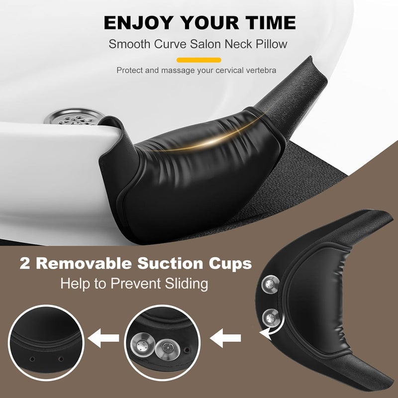 Aiseely Shampoo Bowl Neck Rest - 2 Suction Cups Included Salon Shampoo Neck Rest Cushion, Silicone Neck Cushion for Home Wash Basin & Professional Salon Hair Washing Tray - Image 3